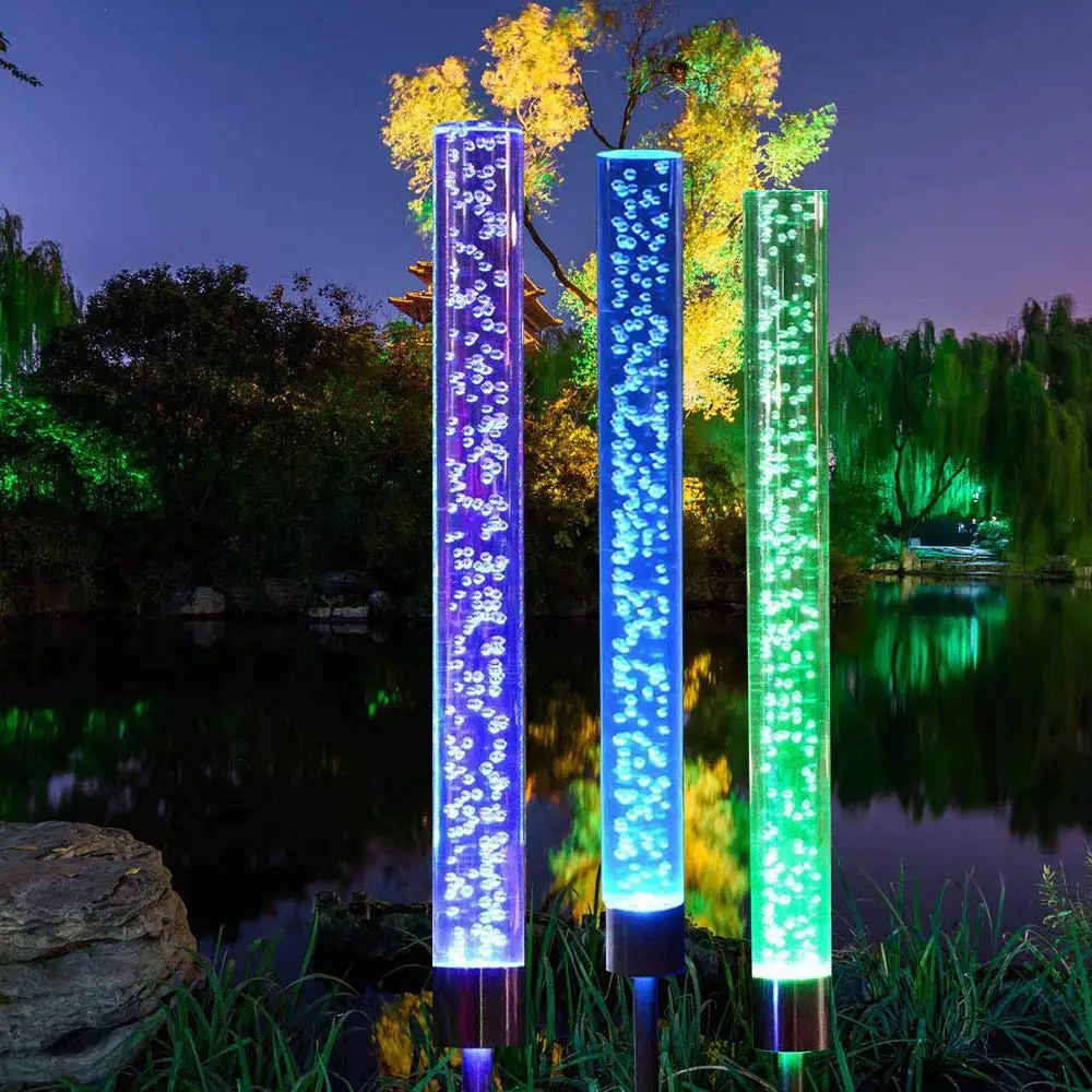 New Outdoor Waterproof Solar Color Lamp Acrylic Bubble Reed Lamp Outdoor Courtyard Garden Lawn Landscape Light