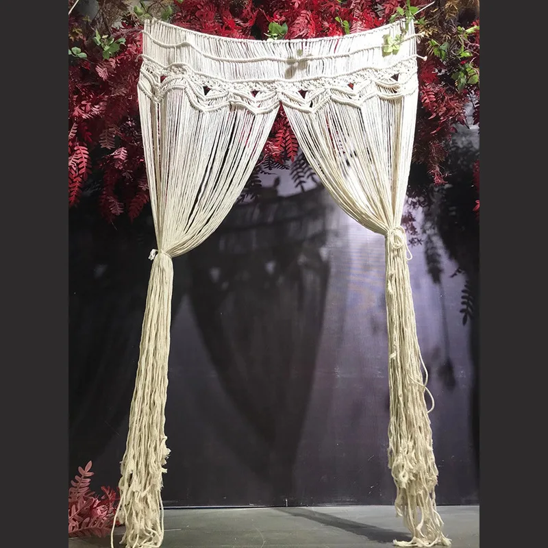 Wedding Scene Props Woven Curtain Tassel Cotton Rope Wall Decor Tapestry Macrame Wall Hanging Curtains