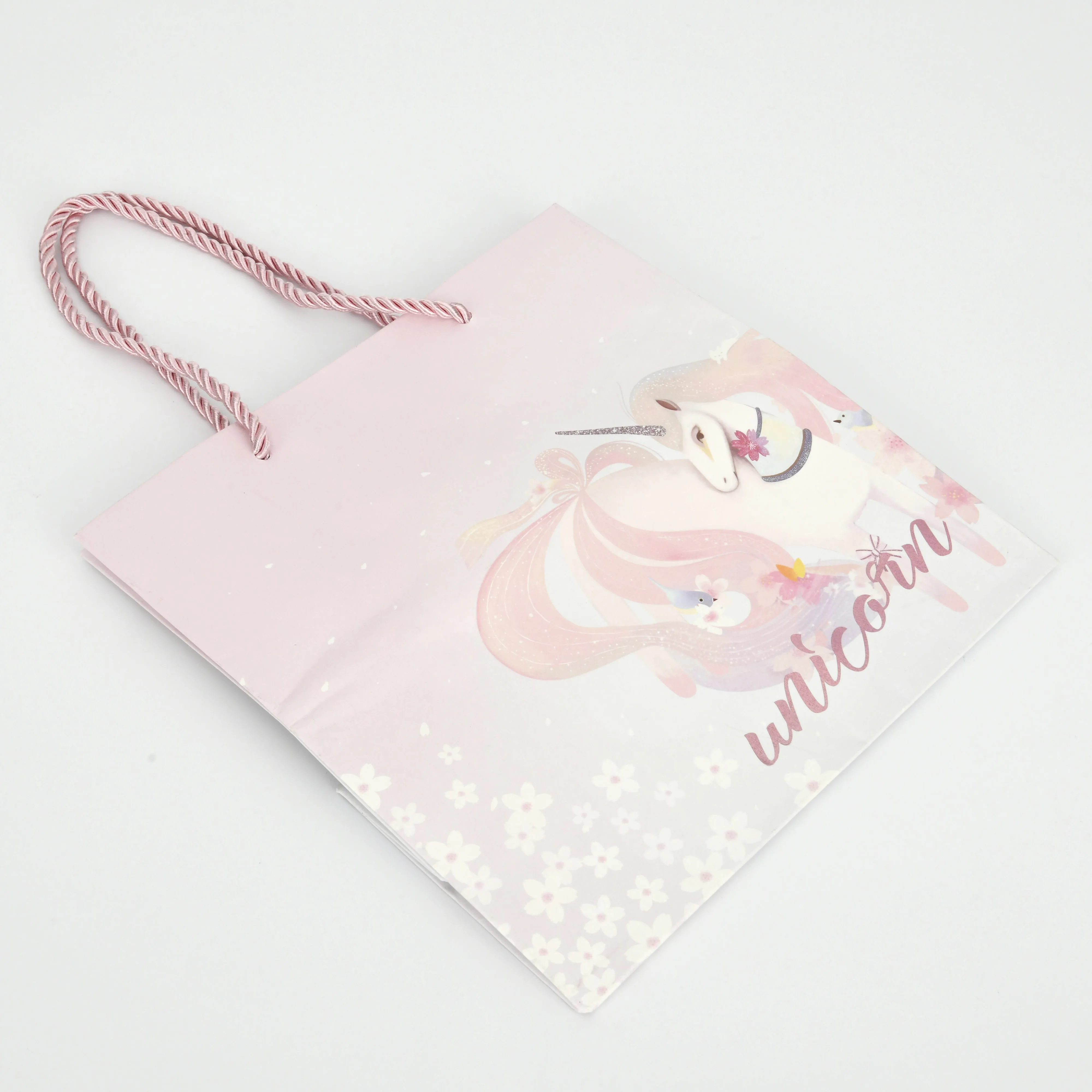 Pink Carton Lovely Gift Paper Bag For Gift box Shoes Box Candy Box with cotton ribbon handle