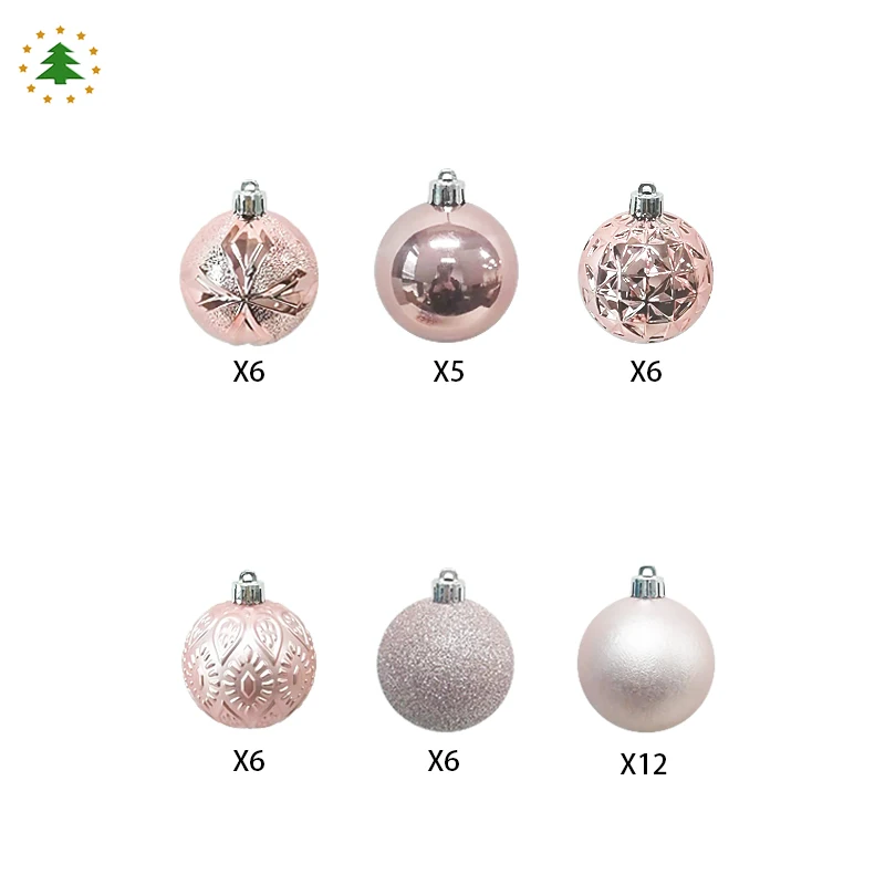 Jintai custom made luxury gift box decoration innovative home hanging snow pattern pink decor baubles christmas ball