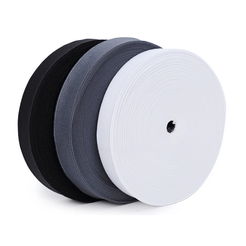 High quality woven jacquard crochet elastic band webbing with white and black for textile belt 3.5cm 4cm 4.5cm 5cm in stock