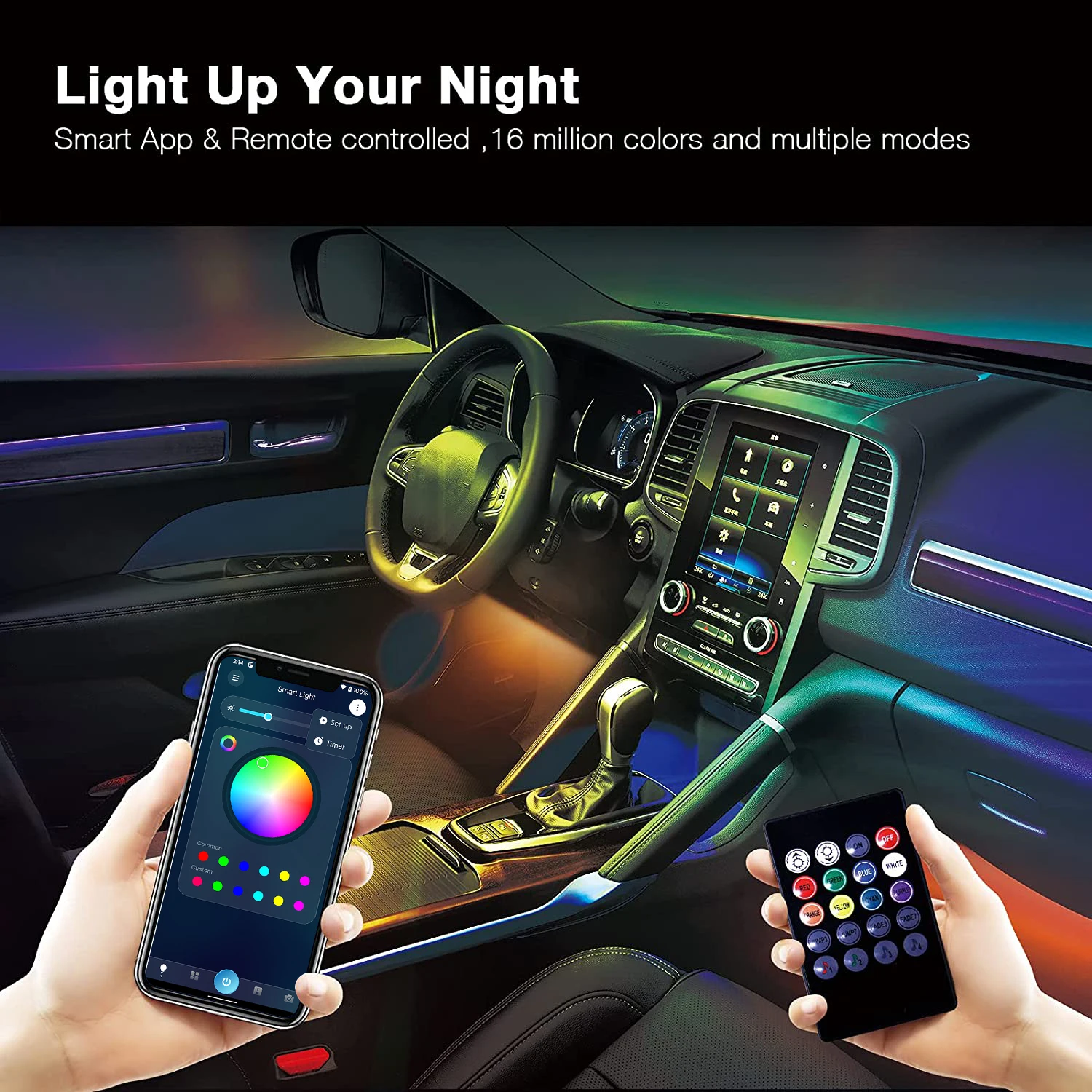 Waterproof RGB 5V USB Car Interior Decor Para Auto Car Accessories Atmosphere Ambient APP Control Smart Led Strip Lights