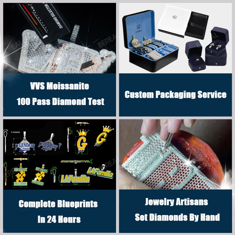 Custom Pass Diamond Test Chain Iced Out Vvs Moissanite 925 Silver 14K Gold Hip Hop Letter Fine Jewelry Necklace Name Pendant Man