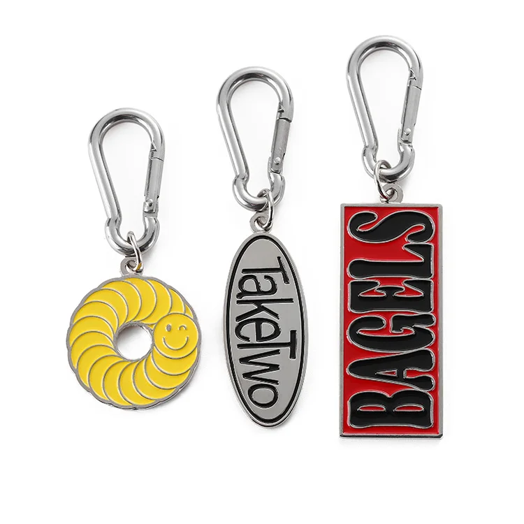 Customized Carabiner Hook Key Chain Metal Logo Keychain Charms Keyring Metal Soft Enamel Key Chains For Bags With Carabiner