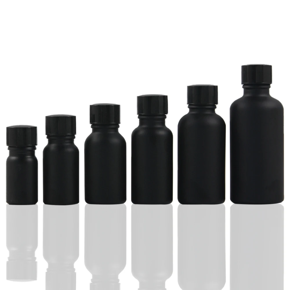 5ml 10ml 15ml 20ml 30ml 50ml matte black nail polish bottles with brushes