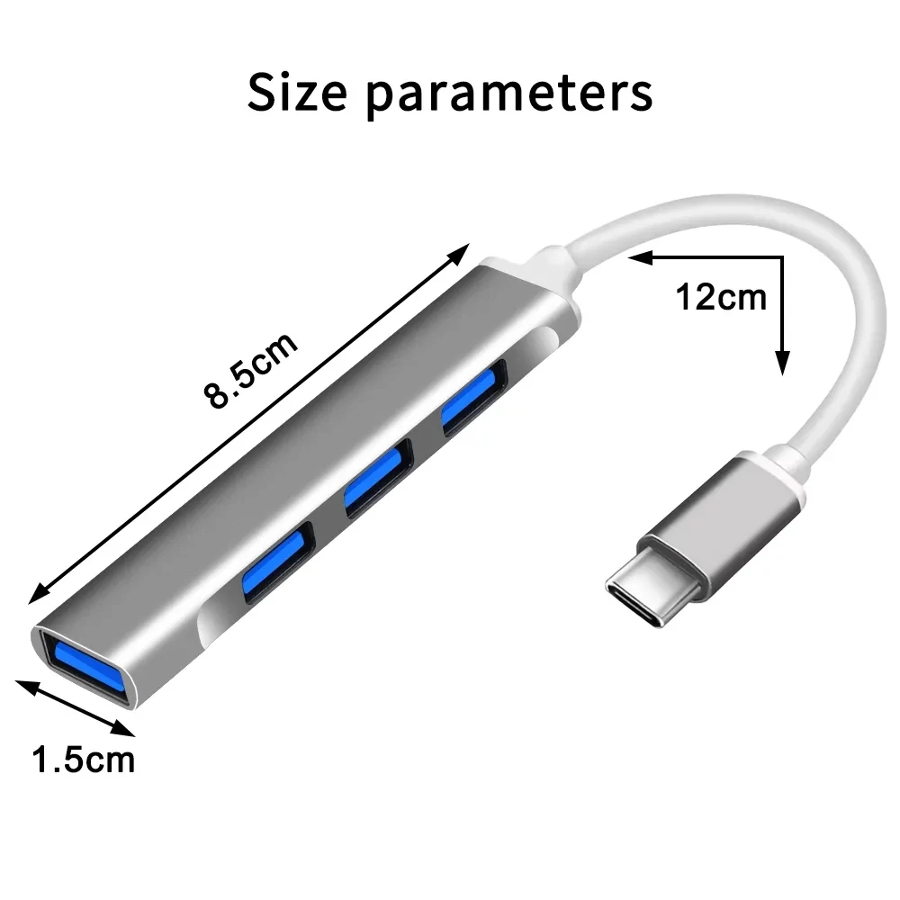 Type-C to USB Hub 4Ports for laptop USB Hub 3.0 Aluminum USB C docking station for MacBook