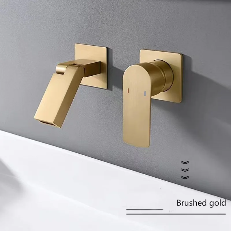 Wall Mounted 360 Rotate Bathroom Waterfall Faucet Brass Luxurious Wash Hand Basin Tap Modern Design Basin Water Mixer Tap