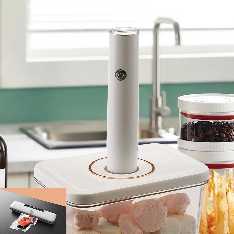 2024, Лидер продаж, портативный мини-вакуумный упаковщик пищевых продуктов, ручной перезаряжаемый вакуумный насос для кухни со стандартными наборами