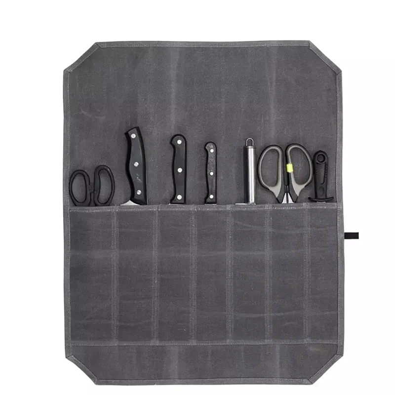 Hot Sale Knife Chef Set Work Safety Tool Bag Manufacturer Waxed Canvas Chef Knife Roll Bag