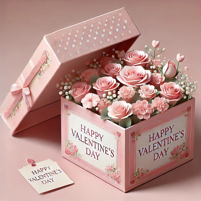 reusable welcome bouquet flower box shape flower packaging gift mom boxes custom logo Valentine love you forever flowers in box