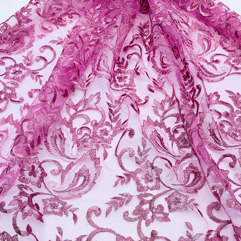 Wholesale Unusual Tulle Mesh Cord Spangle Flat Embroidered Sequins Knit Lace Fabric For Women