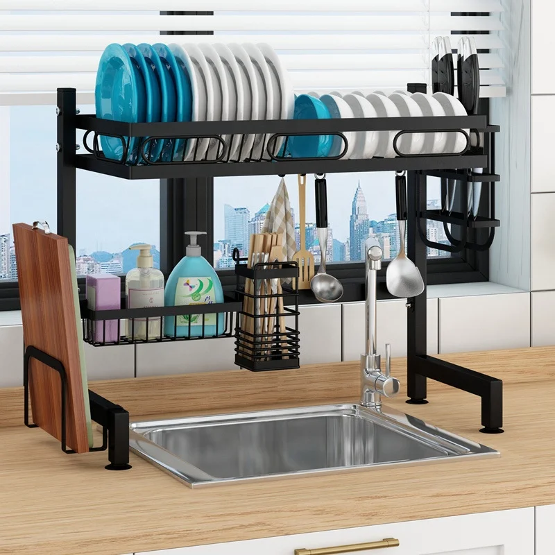 dish rack stainless steel shelf kitchenware storage holder kitchen over the sink dish drain rack