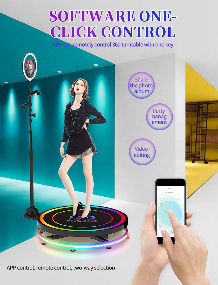 FBA Shipping Large in Stock automatic camera video booth 360 Photo Booth with LED Ring Lights for wedding party