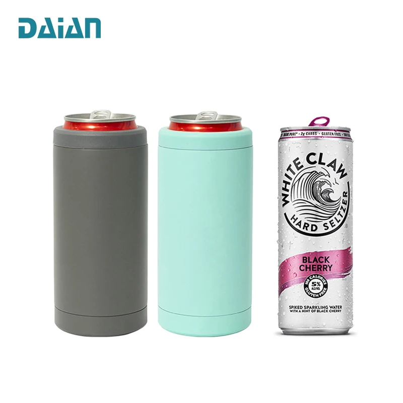 Stainless Steel Vacuum Insulated Beer Bottle Holder Fits Standard 12oz Beverage Slim Can Cooler