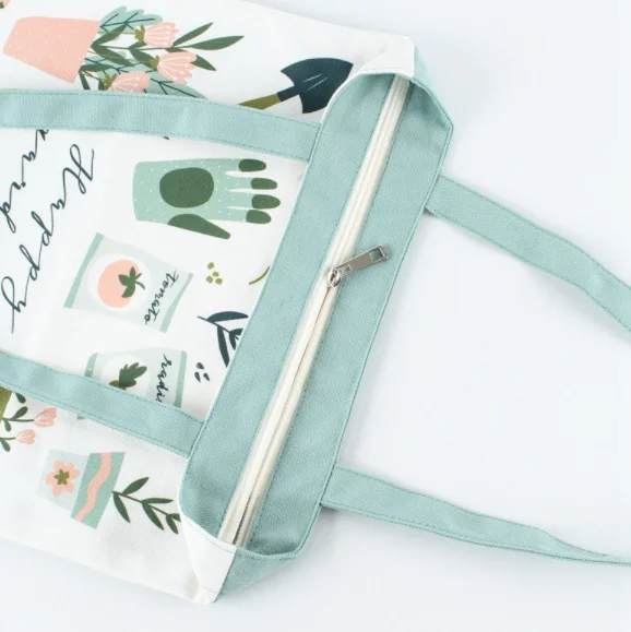 Shopping tote bag folding recycle custom logo biodegradable canvas cotton foldable customized reusable shopping bags