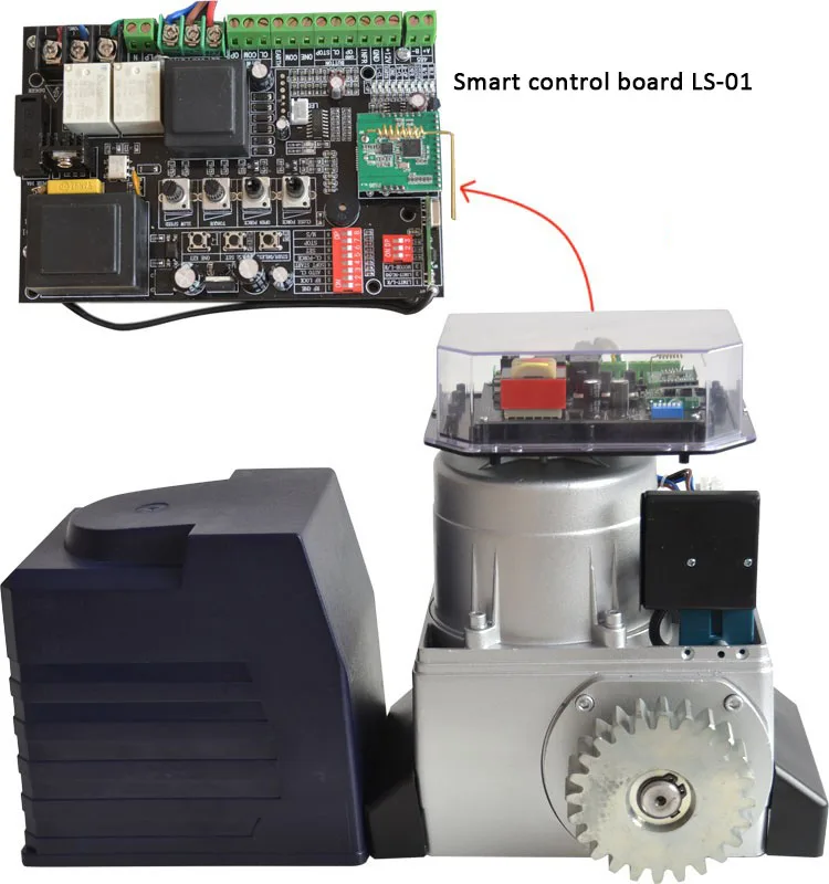 Sliding gate motor control board with onboard bleutooth chip socket