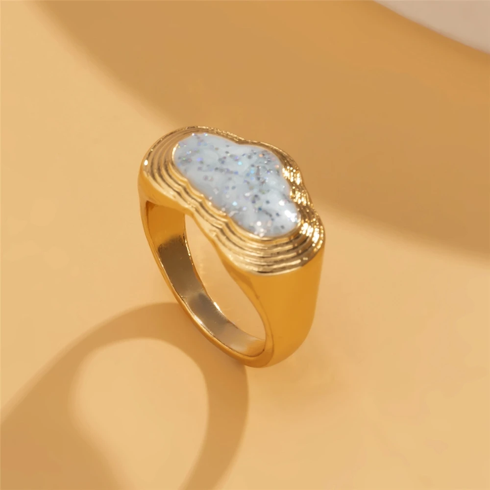 Fashion simple cloud dripping oil ring female Joker single alloy color geometric hand Ring  jewelry