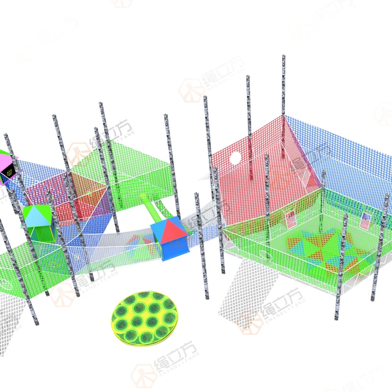 ROPECUBE rainbow rope nets playground children climbing rope net indoor play park adult  indoor trampoline park