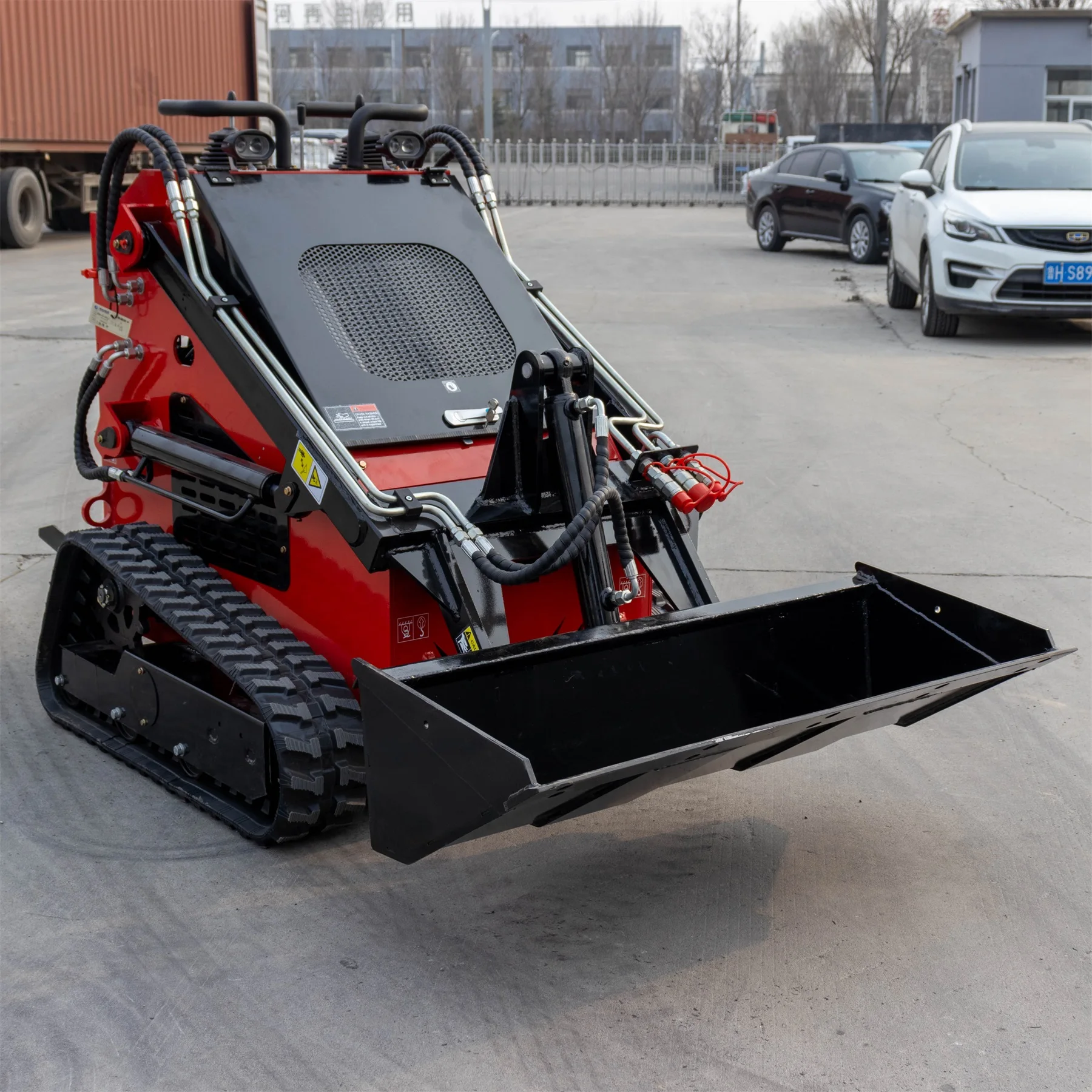 Free shipping cheap electric mini skid steer farm agriculture mini bagger loader snow plow small skid steer loader