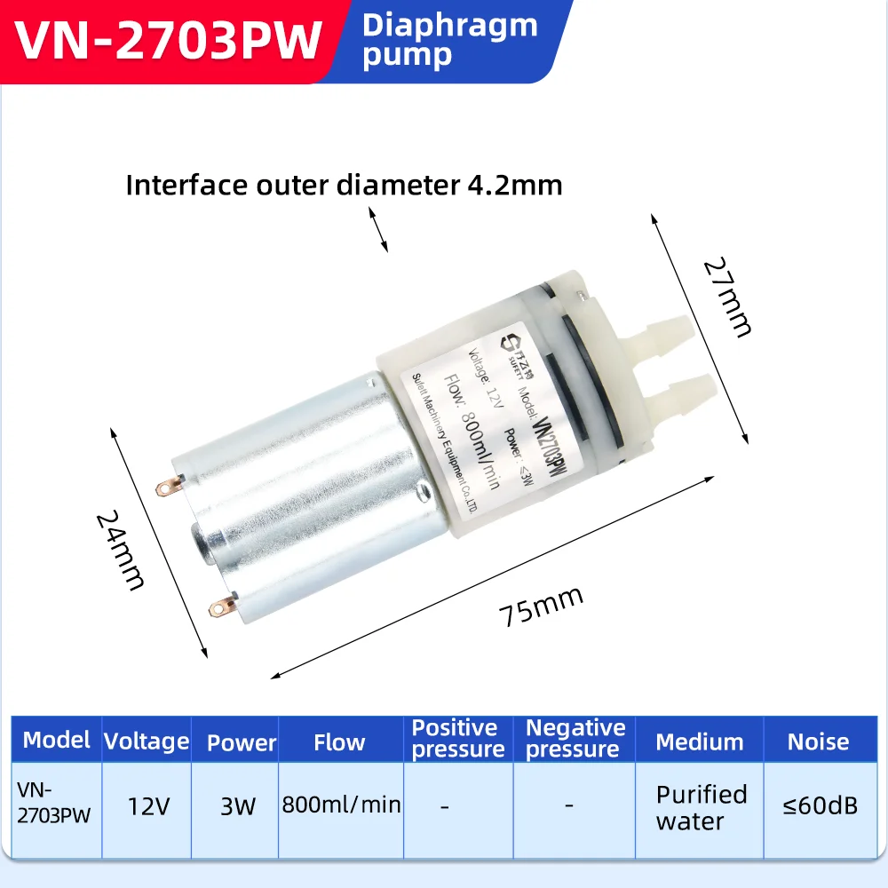 VN2703PW Micro Mini Self-prime Dc Water Pump high Pressure 0.3-1.0l/ min  Diaphragm pump For Beauty Equipment