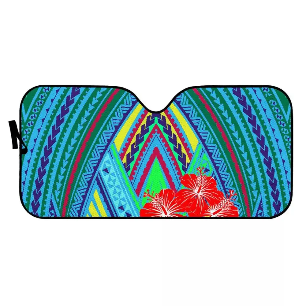 
Universal Sun Visor Hibiscus Pattern Custom Sunshade For Cars Polynesian tribal design Protection Cover Automatic Sunshade 