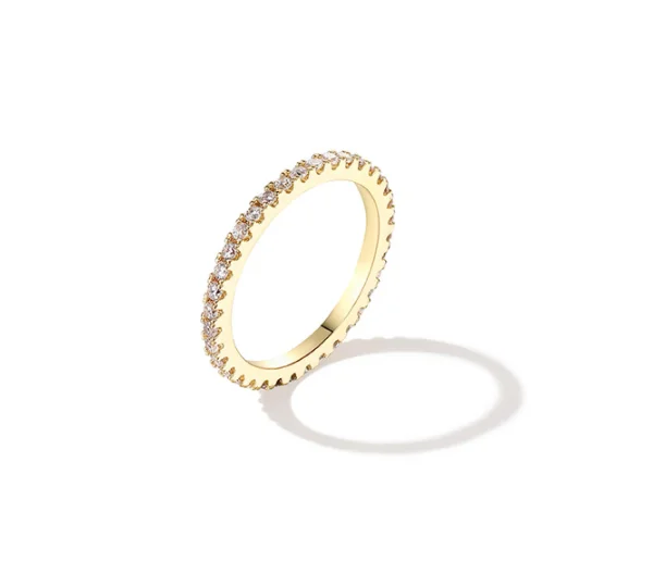 Eico Stackable Vintage Rings Gold Plated Cubic Thin Zircon Wedding Ring Filled Jewelry For