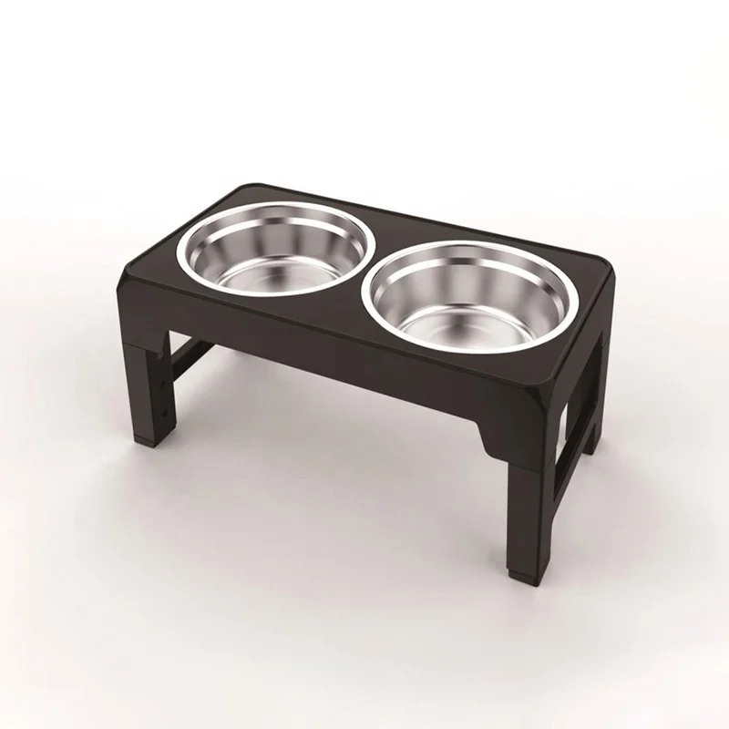 Dog Double Bowls Adjustable Elevated Feeder Pet Feeding Raise Cat Food Water Bowls with Stand Stainless Steel Lift Table for Dog