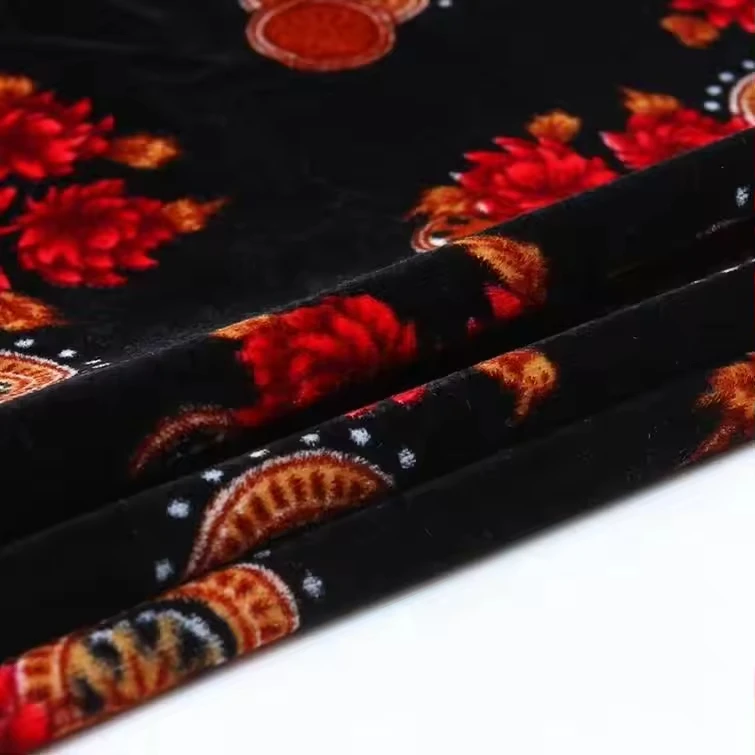 Chinese factory woven velour printed material  material decor velvet fabric in meter
