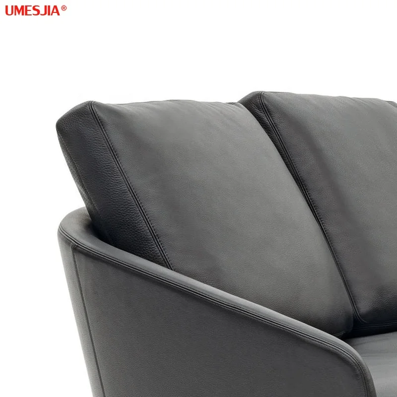 Modern Italy Style Luxury Lawson Medium semi-round sofa Living Room Genuine Leather Sofa With Stainless steel Leg