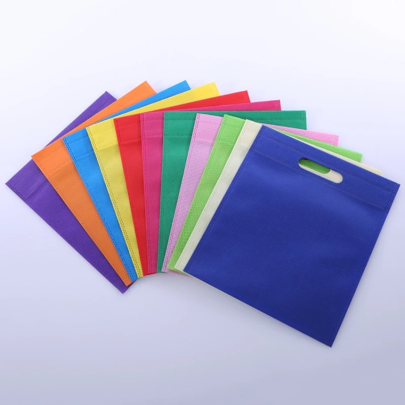 Wholesale Custom Logo Printing Nonwoven D Cut Bags Flat Pocket Clothes Packaging Bag For Advertisement