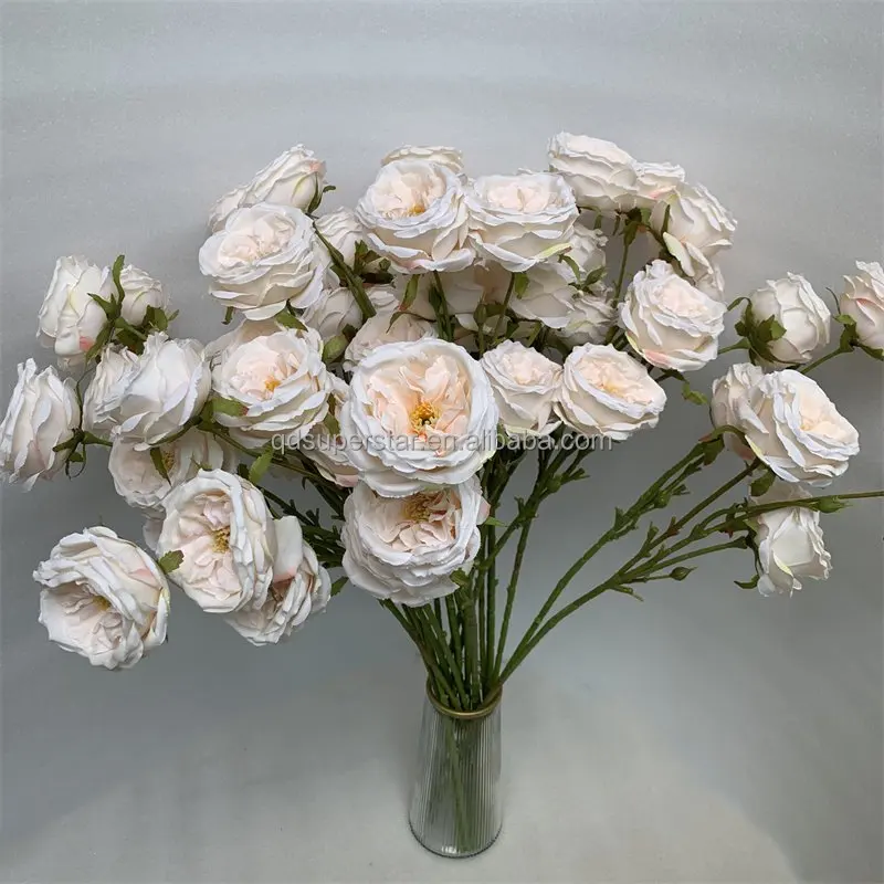 A-335 Hot Selling 3 Heads 70cm David Austin Rose Artificial Flowers Silk Rose for Arrangement