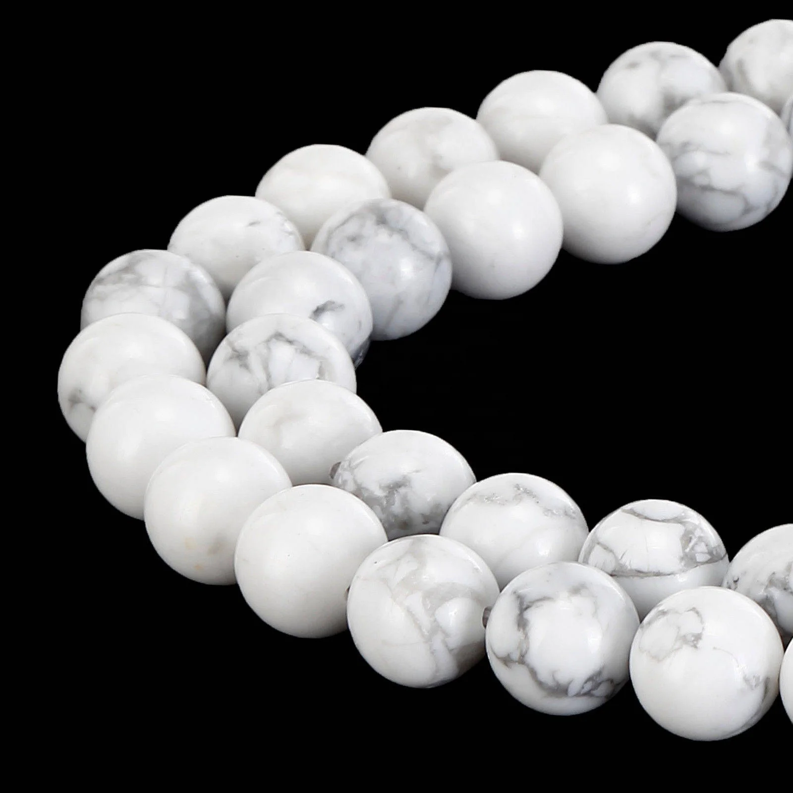 YMJ Hot Sell 4mm 6mm 8mm 10mm 12mm Howlite Stone Loose Bead Smooth Round Stone beads for Jewelry Making Bracelet