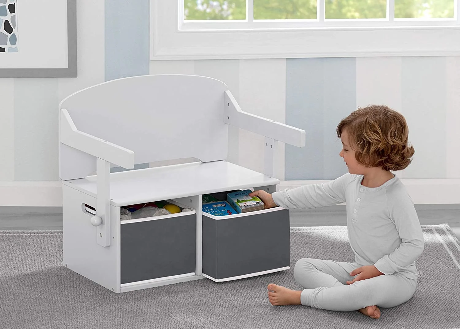 Toffy & Friends toddler wood chair desk convertible 3-in-1 with storage bins