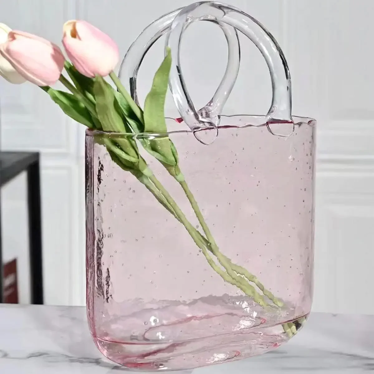 Glass Bag Clear Cool & Cute for centerpieces Fish Bowl Handbag Unique Flower vase Decorative