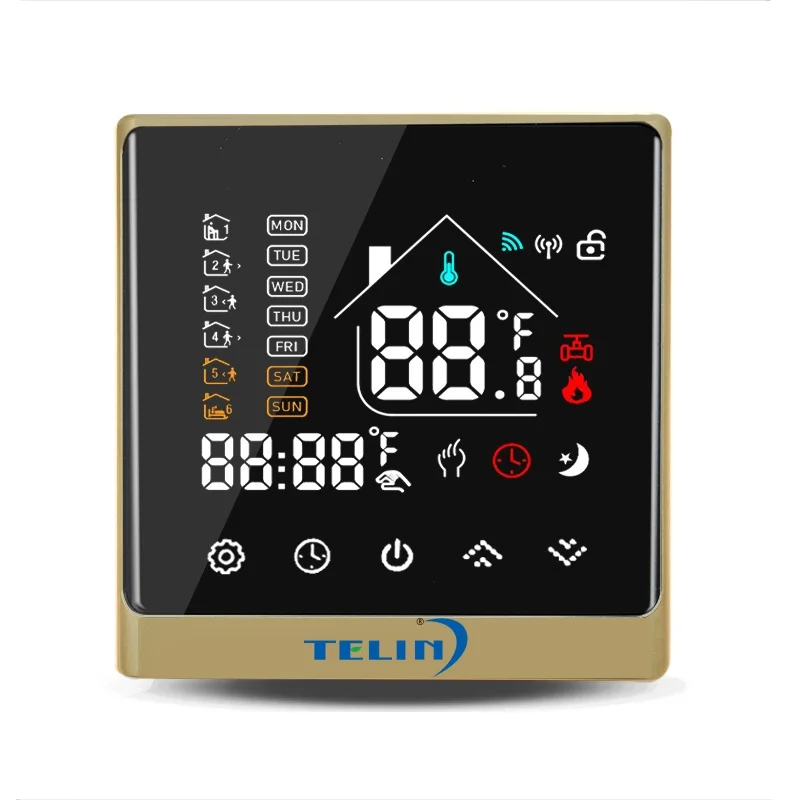 Telin AC8400H Tuya Digital Carel Temperature Controller Room Floor Heat Water Boiler Thermostat Smart Wifi Thermostat Wireless