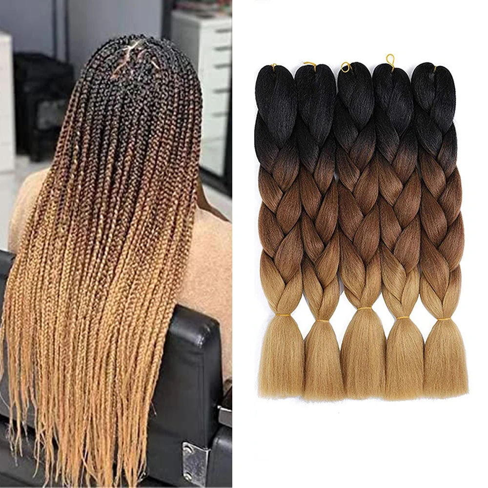 24Inch Synthetic Braiding Hair Jumbo Braids Hair Extensions for Box Twist Braiding Hair for Halloween Cosplay