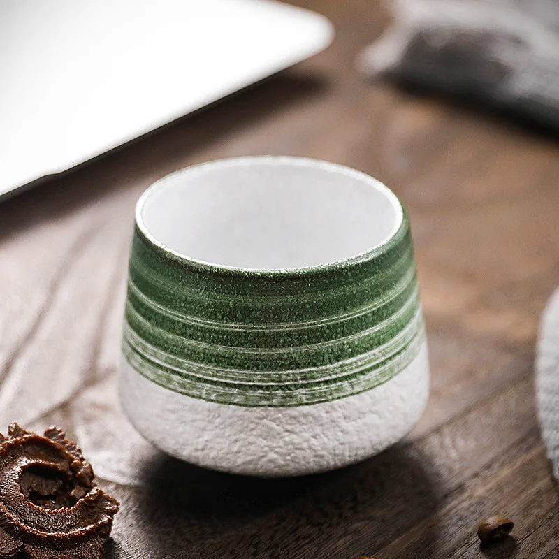 Japanese Retro Stoneware Teacup Colorful Vintage Coarse Pottery Countertop Ecocoffee Porcelain Ceramic Mug Cup Without Handle