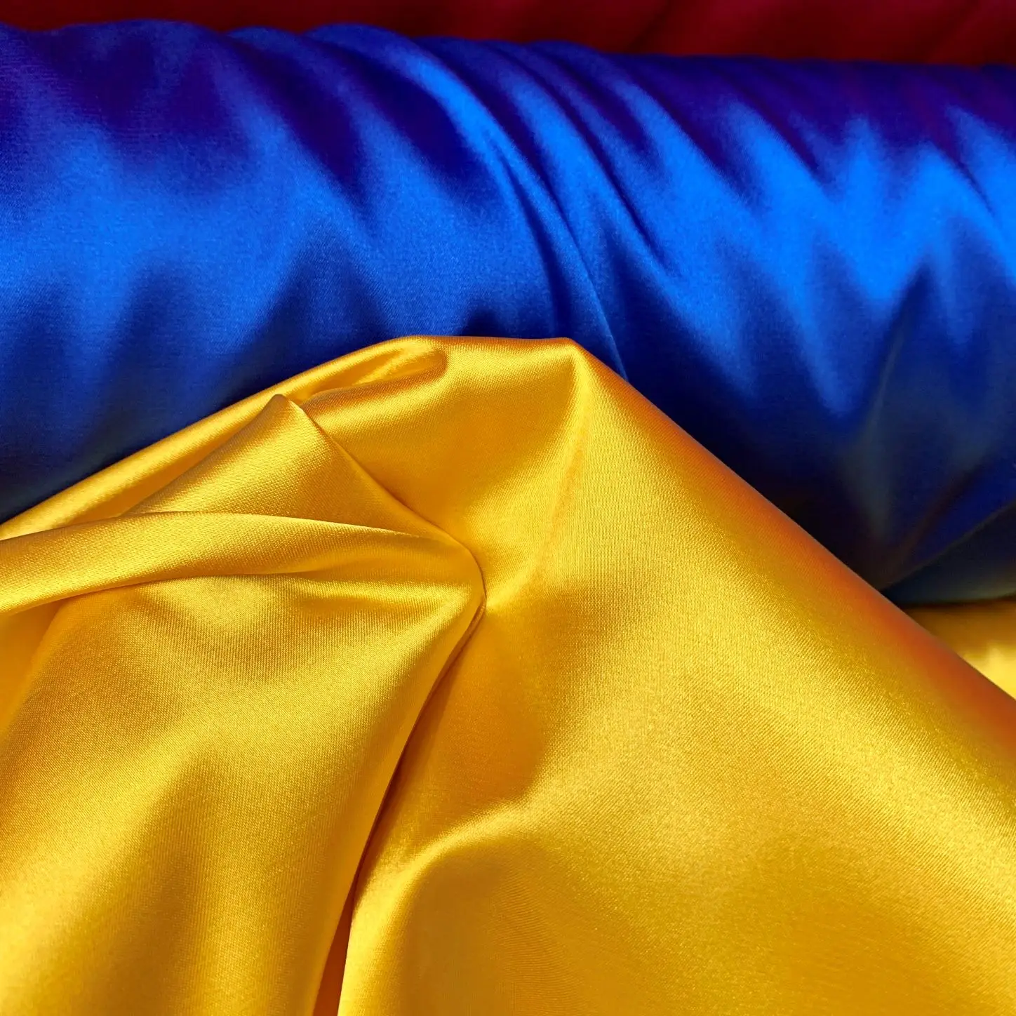 Wholesale Woven Polyester Double Sided Stretch Printed Silk Bridal Duchess Liquid Satin Spandex Fabric