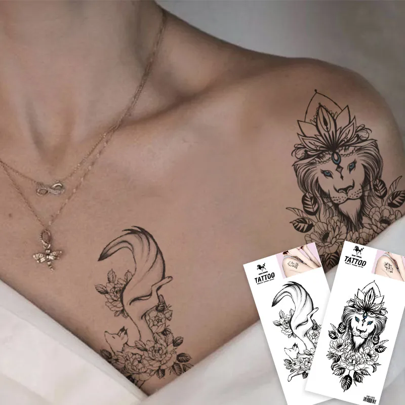 High Quality Waterproof Men Temporary Body Tattoos Stickers Cool Animals Arm Leg Tattoo