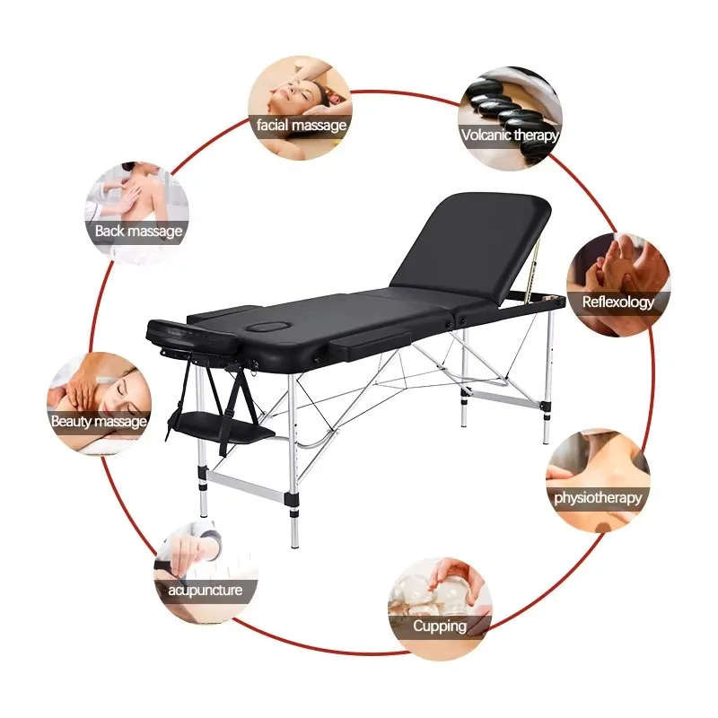 Thai New Luxury Black Leather Home Pedicure BodyFoldable Pool Massage Bed For Commercial Use Beauty Furniture