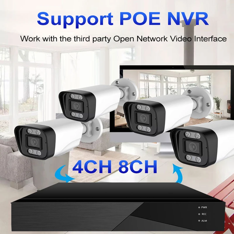 Hot Sales 4K POE IP CCTV  Network Security Camera IP66 Outdoor Waterproof 8MP can be connected NVR
