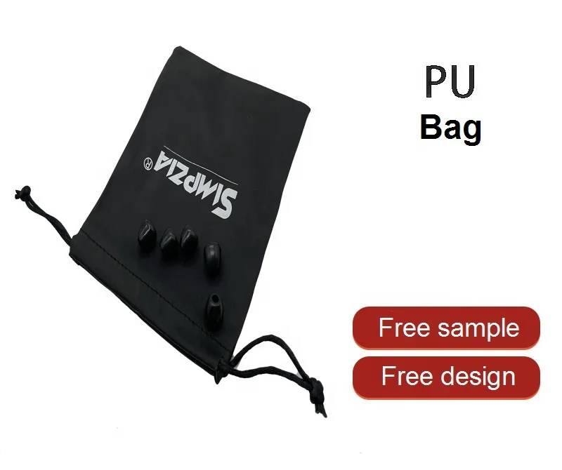 High Quality Custom LOGO Black PU Leather Bags with Rope for Jewelry Gift Shopping Packaging Drawstring Pouch