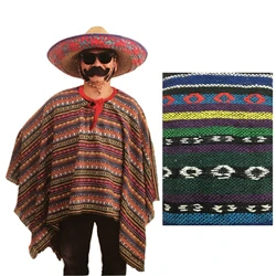 Оптовая продажа, мексиканское пончо с капюшоном с красочным узором для женщин и мужчин, радужная вечеринка, праздник, косплей