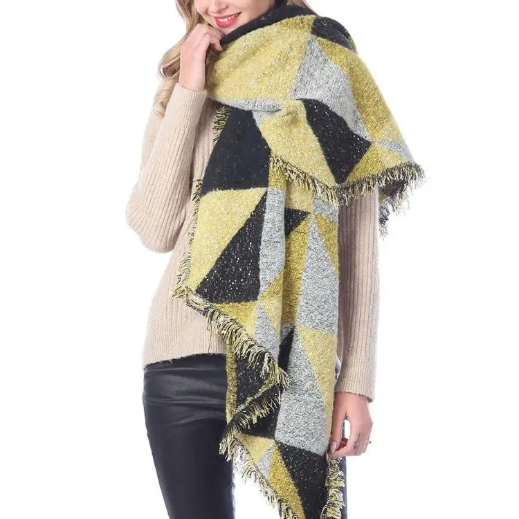 autumn warm luxury styles designer scarfs Women Shawl Knitted Poncho winter check scarf