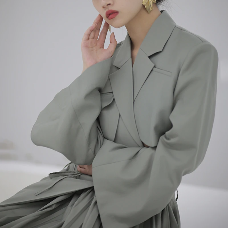 CHICEVER Irregular Sexy Women Blazer Bandage Notched Long Sleeves Blazers Female 2020 Summer Fashion New