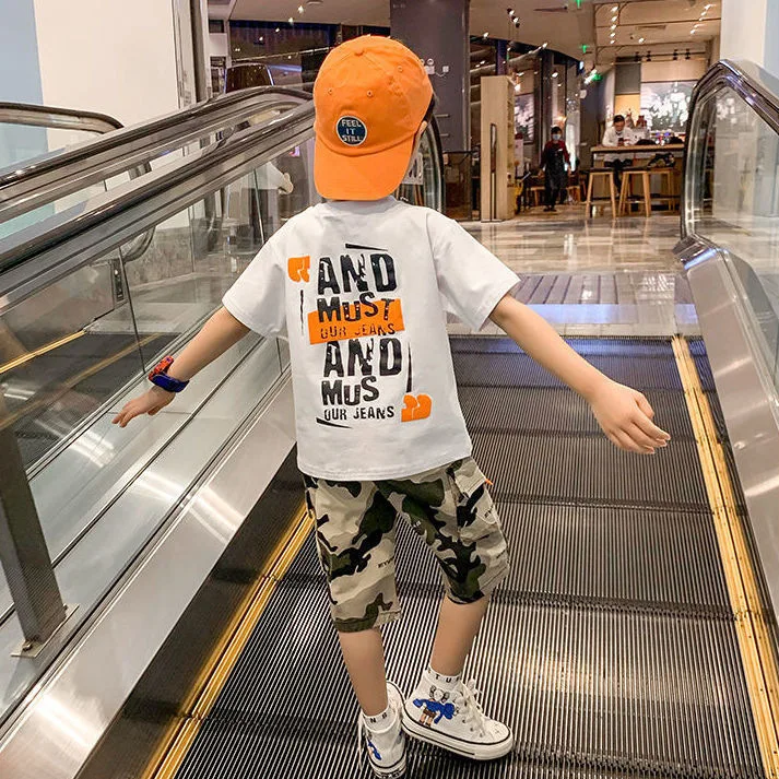 Summer Cheap Baby Boys Clothing Top+Shorts Jogge 5-9y Fashion Kids Clothes Children 2 Pcs Sets