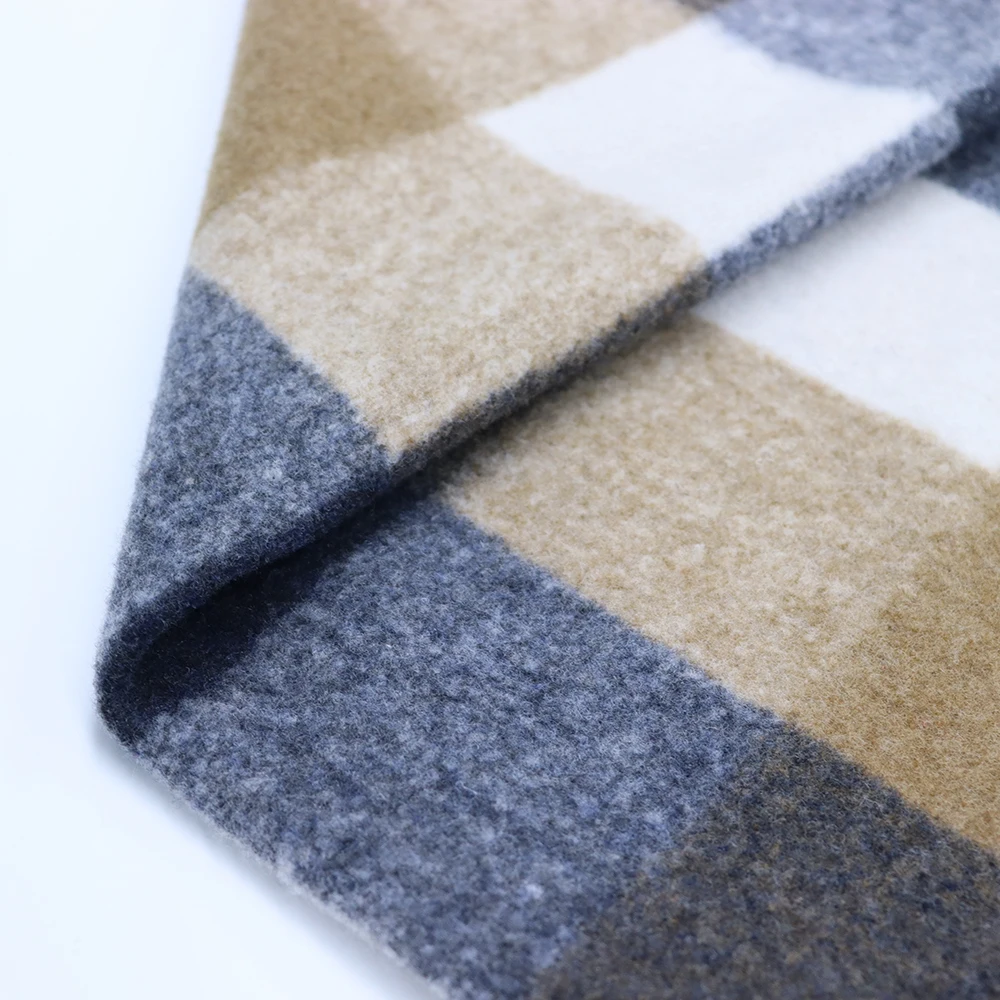 multicolor tweed fabric grid winter wind proof thick woven tweed woolen fabric for coats