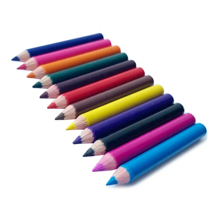 Non Toxic 4.5cm Wood Free 12pcs Mini Multi Color Pencil for Kids Custom