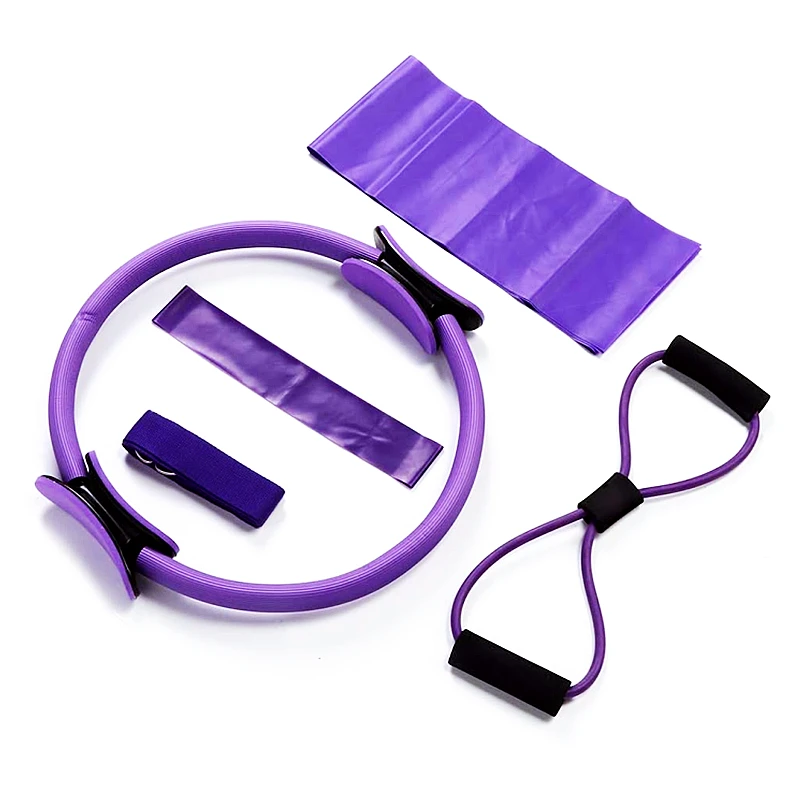 Ilates Ring Fitness Magic Circle Workout Rings Latex Towel Chest Expander Rope Stretch Belt Resistance Loop Bands Set
