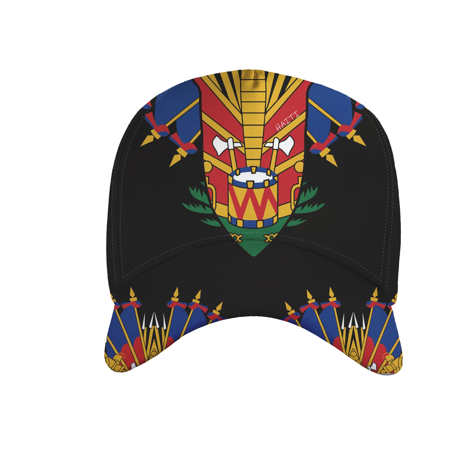 Men baseball hat Custom Print Hat Red and Blue Haiti Flag Polyester Men Casual Peaked Cap Outdoor Sport Adjustable Snapback Hat